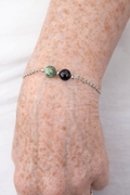 Bracelet «Maman» – Turquoise Africaine & Obsidienne | Cadeau Fête des Mères