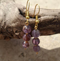 Boucles d’oreilles Améthyste naturelle – Élégance spirituelle | Acier inoxydable doré