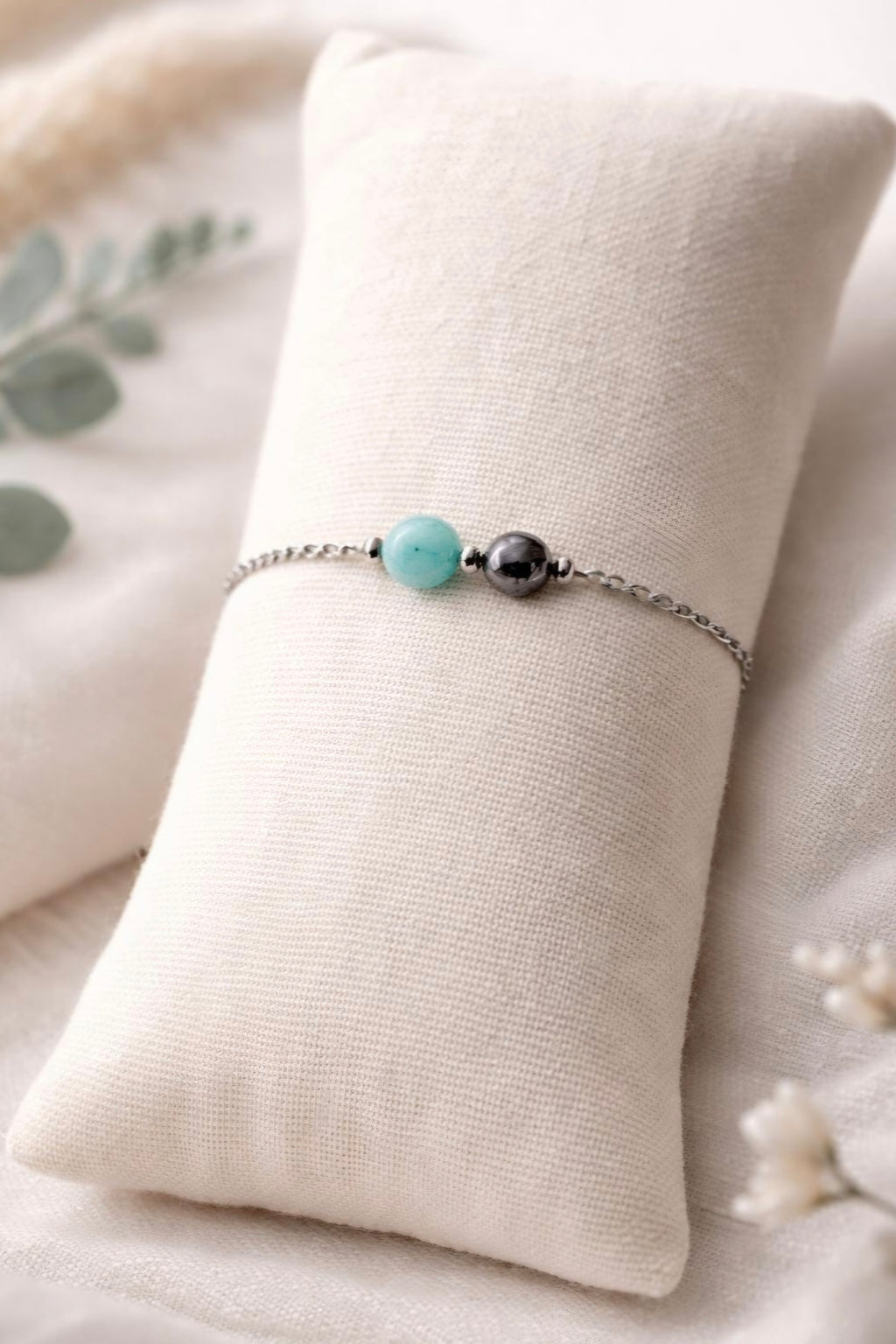 Bracelet Amazonite & Hématite – Équilibre et Protection | Acier inoxydable