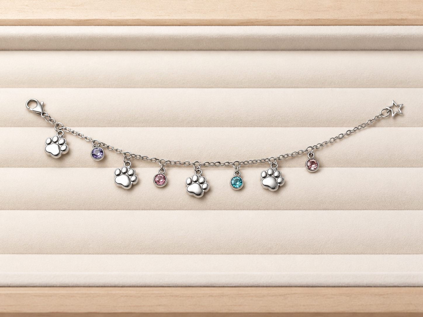 Bracelet personnalisé Chat Argenté & Pampilles Colorées – Bijou Féminin Personnalisé 🐾✨